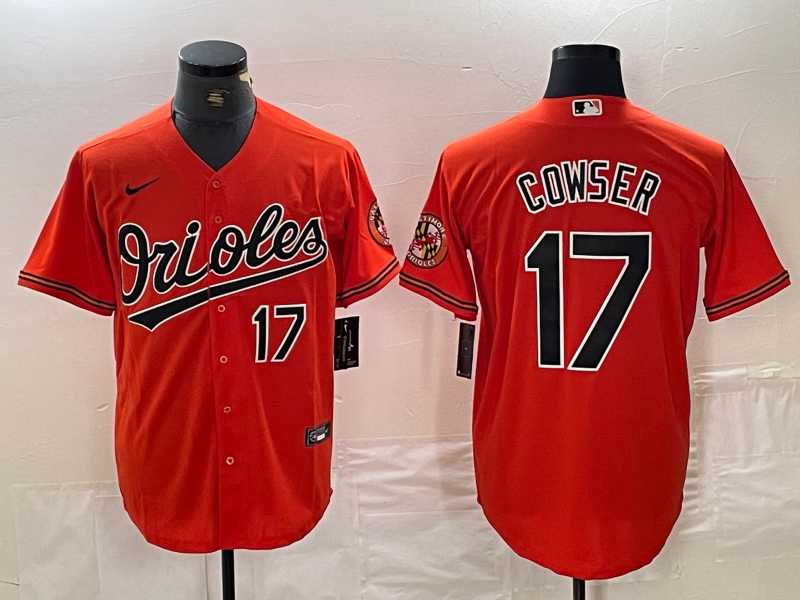 Mens Baltimore Orioles #17 Colton Cowser Number Orange Cool Base Stitched Jersey->baltimore orioles->MLB Jersey